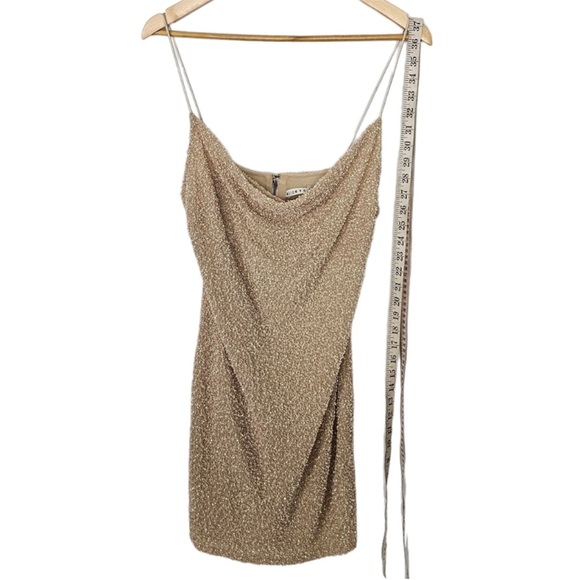 Alice + Olivia Harmie Dress Nude Sequins Mini Dress Size 6 - Picture 4 of 8
